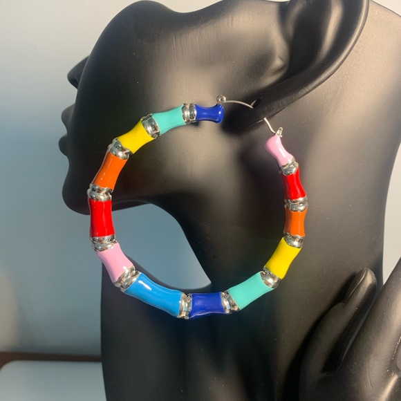 Multi Colored Hoop Earrings - Picture 2 of 4